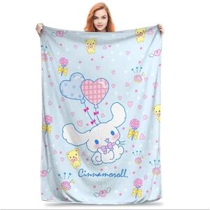 NEW! Sanrio Cute Cinnamoroll Blanket with Hearts and Balloons NWT!